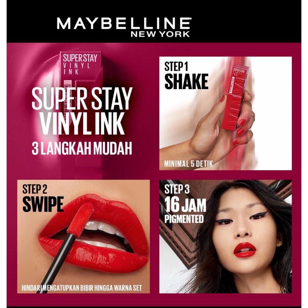 New Maybelline Superstay Vinyl Ink - Liquid Lipstik Lipstick Make Up Lip Original MAYBELLINE 100%