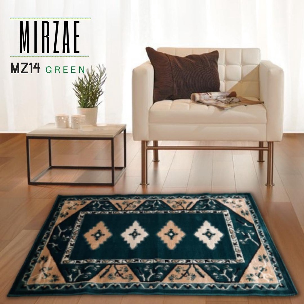 KARPET MIRZAE 100 X 150 MZ14 GREEN Karpet Lantai Hijau, Permadani Bulu Tebal
