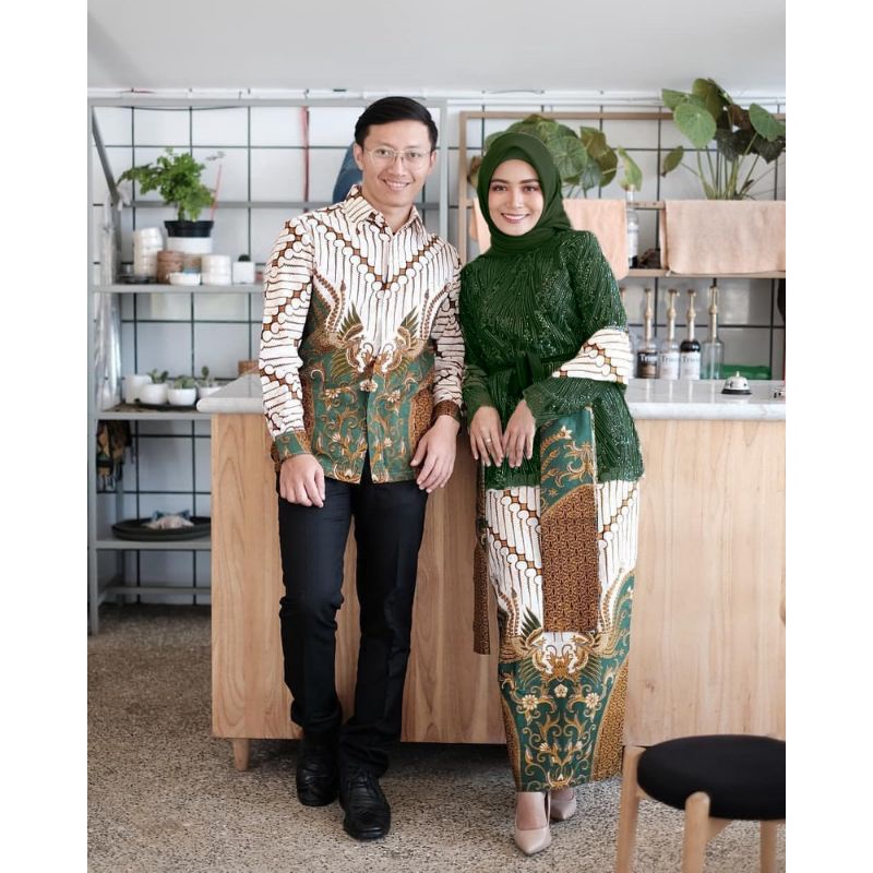 Kebaya Couple Modern Batik Sarimbit Lamaran Baju Gamis Wisuda Nirmala Couple