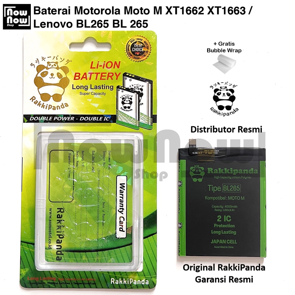 Baterai RakkiPanda Motorola Moto M Lenovo BL265 BL 265 XT1662 XT1663 Double Power Original Batre Batrai HP Garansi Resmi