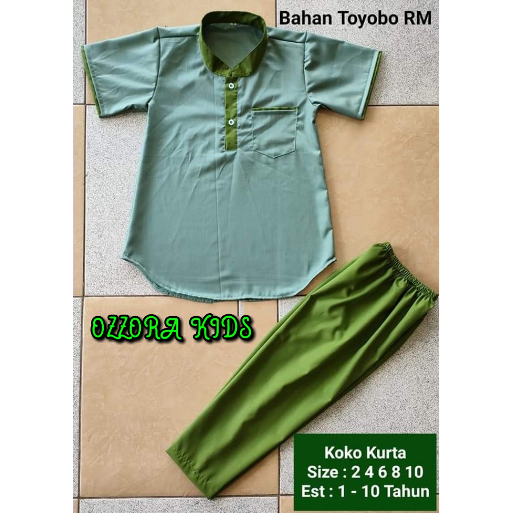 Baju Koko kurta anak setelan usia 1-10 tahun bahan toyobo PREMIUM lengan pendek