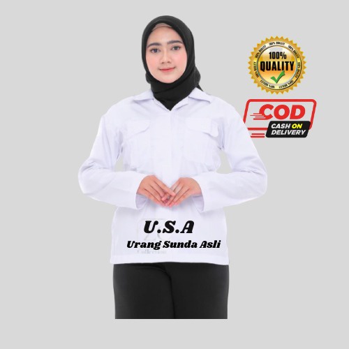 kemeja pdh putih lengan panjang / Atasanputih wanita lengan panjang /baju dinas putih wanita / baju pdh putih wanita