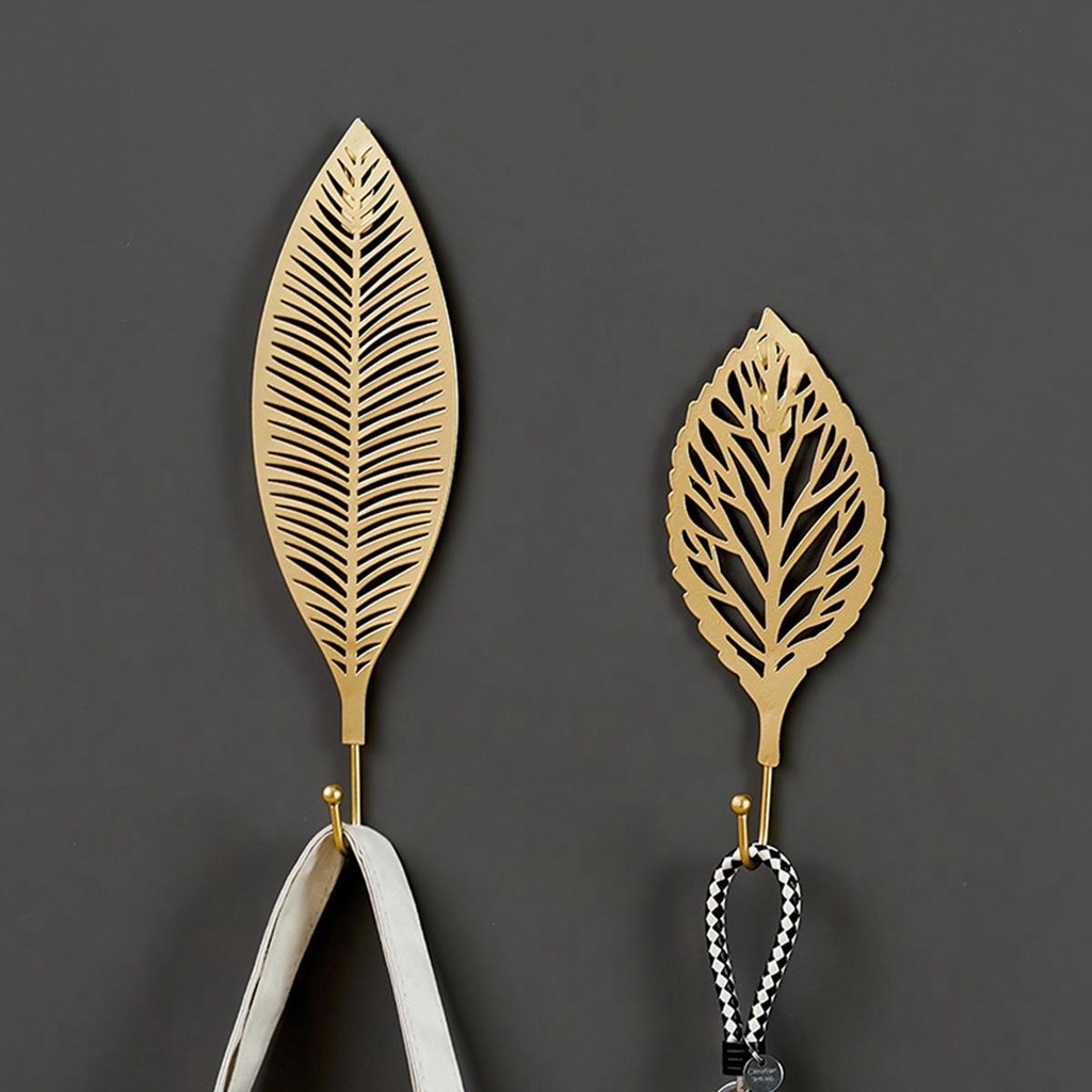 [Elegan] Gantungan Dinding Hemat Ruang Dekorasi Daun Rumah Nordic Keys Organizer Golden Leaves Hanging Hooks