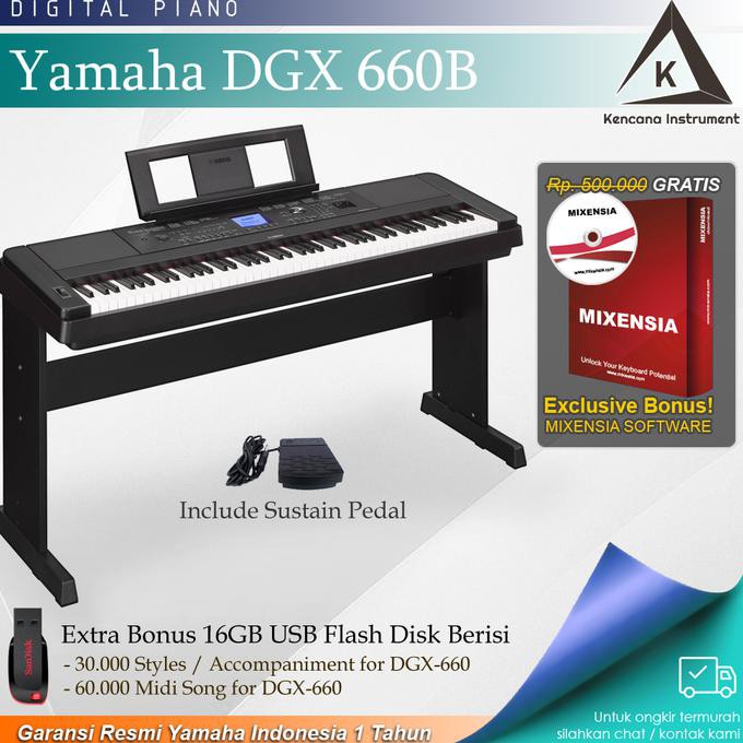 Yamaha DGX660 / DGX-660 / DGX 660 Digital Piano - Hitam