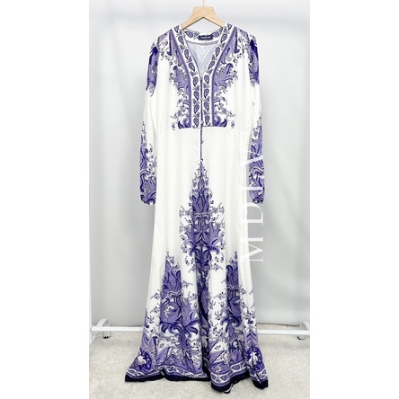 MDLV 8191 VILLARY MAXI KOREA LONG DRESS GAMIS MAXI GAUN MUSLIM IMPORT FASHION MUSLIM FASHION IMPORT