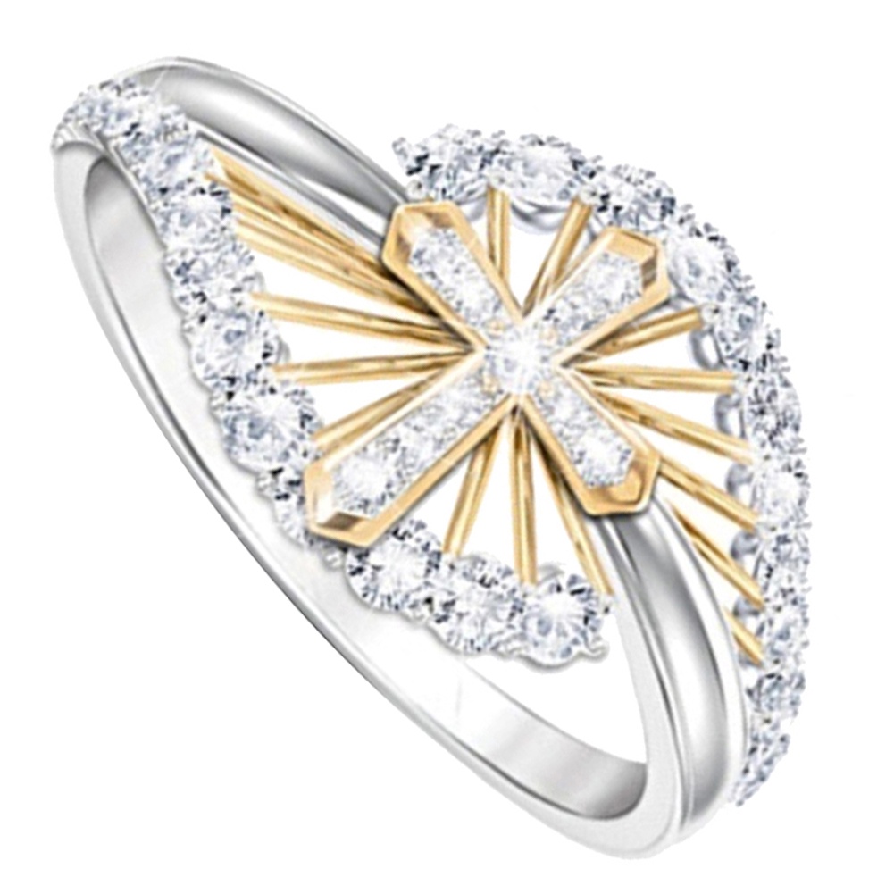 Hu Hu Hu Hu Hu Alat Bantu Pasang Kacamata♡ Cincin Kawin / Tunangan Motif Salib Aksen Berlian Imitasi Untuk Perhiasan Wanita