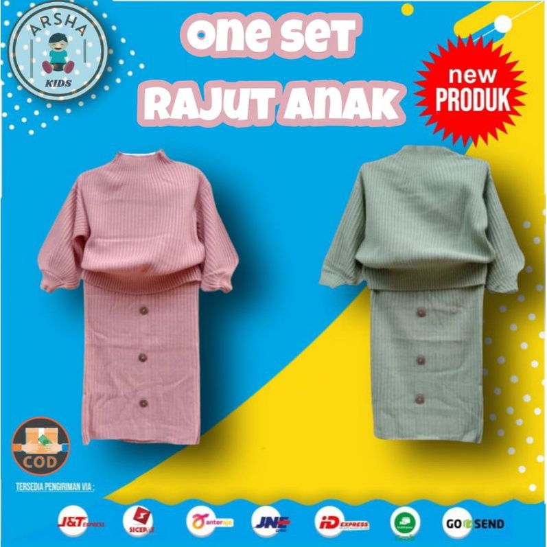 ONE SET RAJUT ANAK SWEATER RAJUT SETELAN ROK CARDIGAN ANAK STELAN RAJUT KARDIGAN ANAK PEREMPUAN