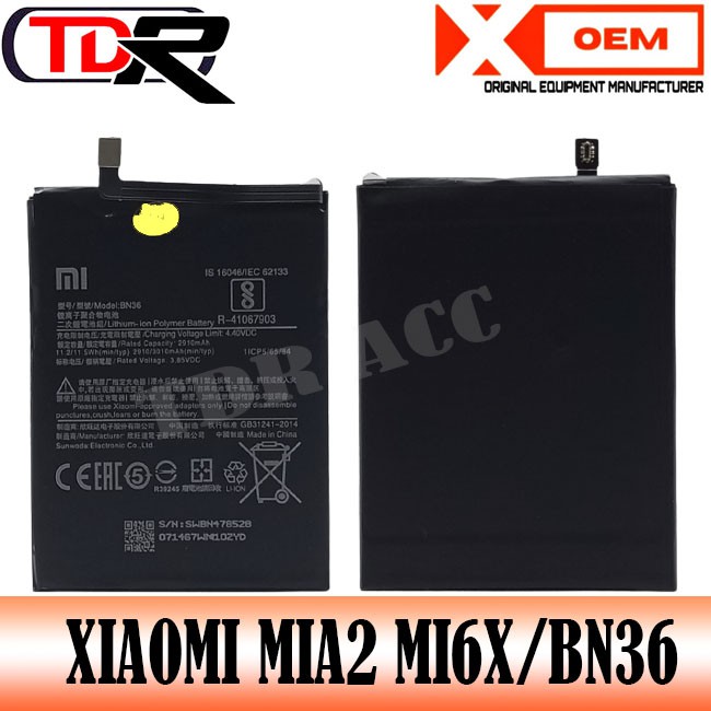 BATRE BATRAI BATERAI XIAOMI BN36 MI6X / MIA2 OEM ORI 99