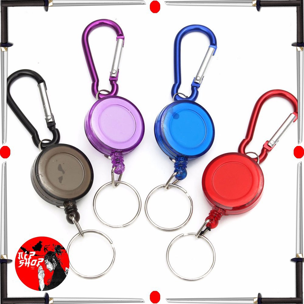 Grab Medan Multifunctional Retractable Carabiner with Key Chain - HItam