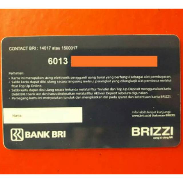 BRIZZI BRI - edisi Bandung SmartCard /Like eMoney eTOLL Tapcash or Flazz