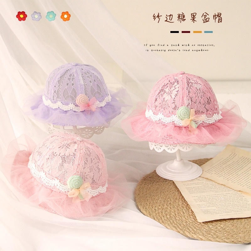 Topi Bucket Balita Anak Perempuan Import Model Chiffon LOLLIPOP