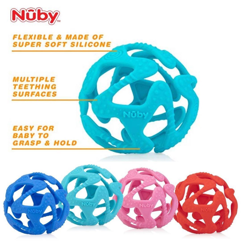 Nuby TUGGY Ball Teether Silicone 3m+ / Mainan Anak / Mainan Sensori Bayi