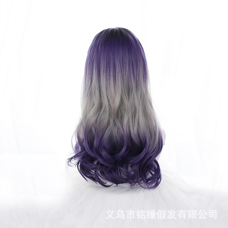 LOL-28 wig daily lolita rambut palsu jepang korea kpop idol gradasi silver ungu