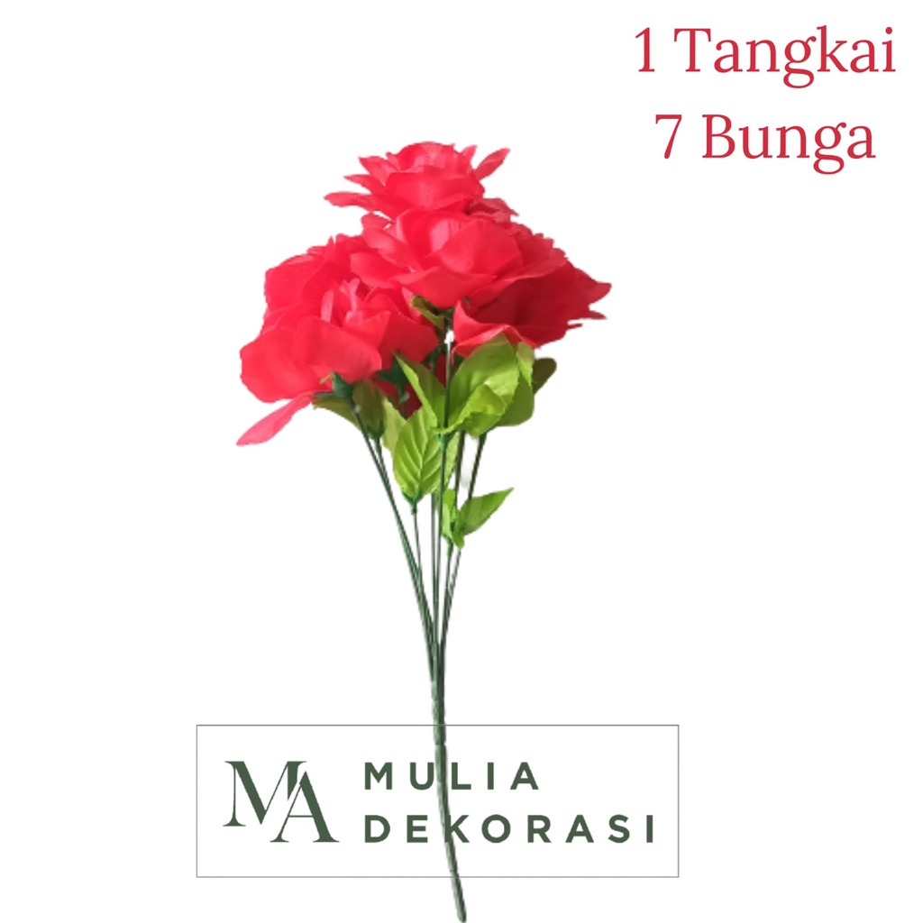 Bunga Hias Plastik Artificial 1 Tangkai 7 Bunga Dekorasi Vas Bunga