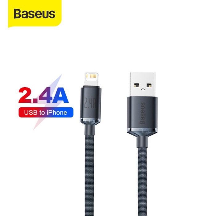 Baseus Crystal Shine Series USB to Lightning 2.4A Cable Data for iPhone 1.2m - Garansi 6 Bulan