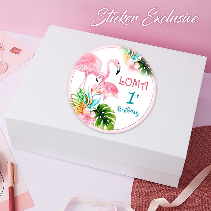 

50 STIKER / STICKER FLAMINGO 6 UTK BAG / BENTO / SOUVENIR ULTAH ULANG TAHUN