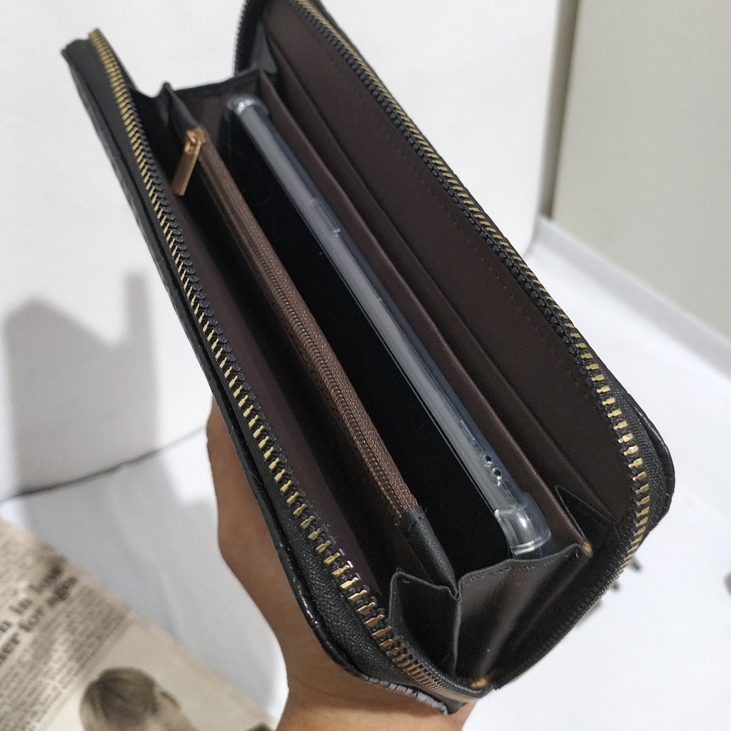 Dompet kulit sintetis panjang wanita remaja dewasa motif croco tempat hp uang kartu masa kini