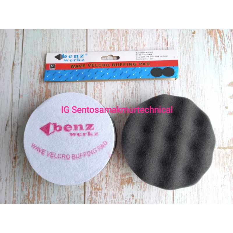 BENZ 5&quot; [2Pcs] Busa Polisher Polish Poles Sponge Spon Wave Velcro Buffing Pad