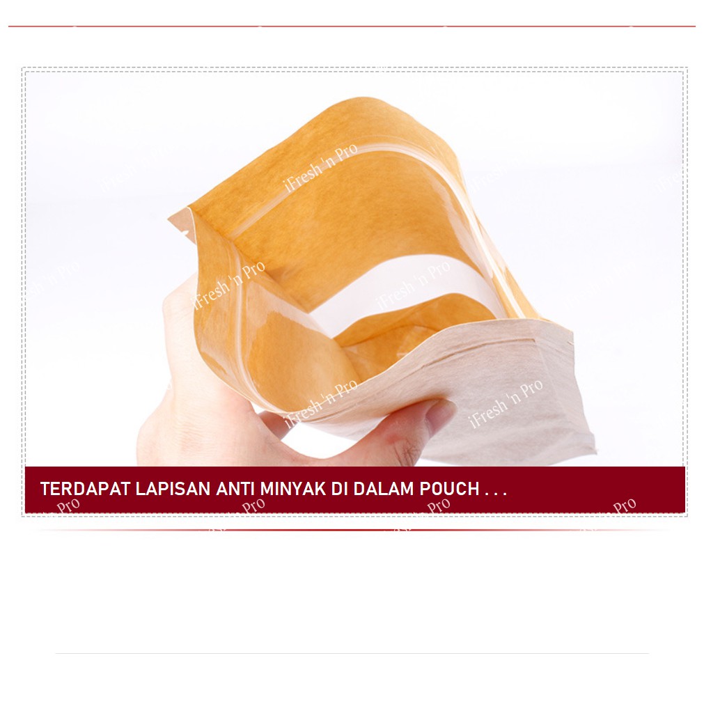 PAKET SAMPLE CLEAR KRAFT STANDING POUCH / KEMASAN SNAK KERIPIK KOPI / KERUPUK / KACANG