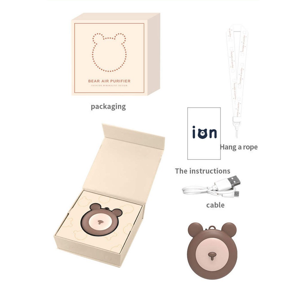 Kalung Air Purifier Beary Portable Kids ION Negative PM 2.5 Anti Polutan &amp; Virus Aman untuk Anak