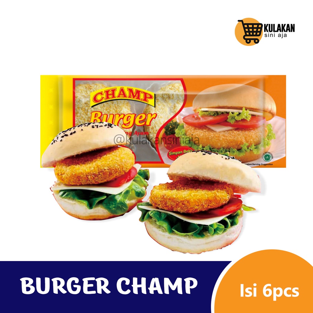 

Champ Burger / Burger Daging Ayam 315 Gram Isi 6 Pcs