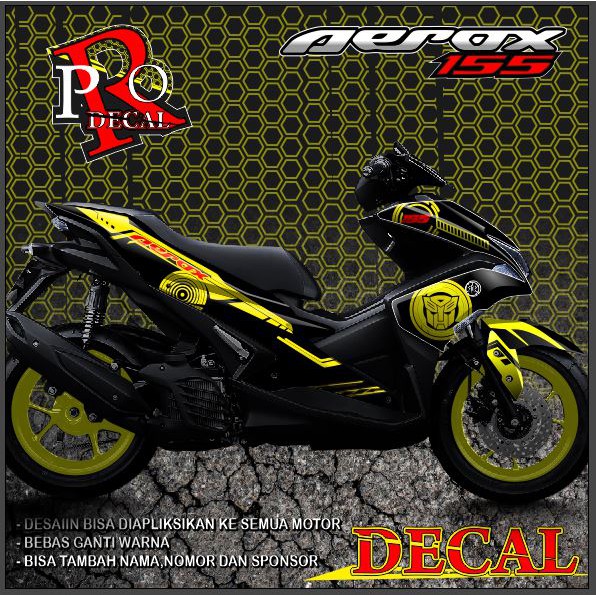 decal sticker aerox optimus kuning