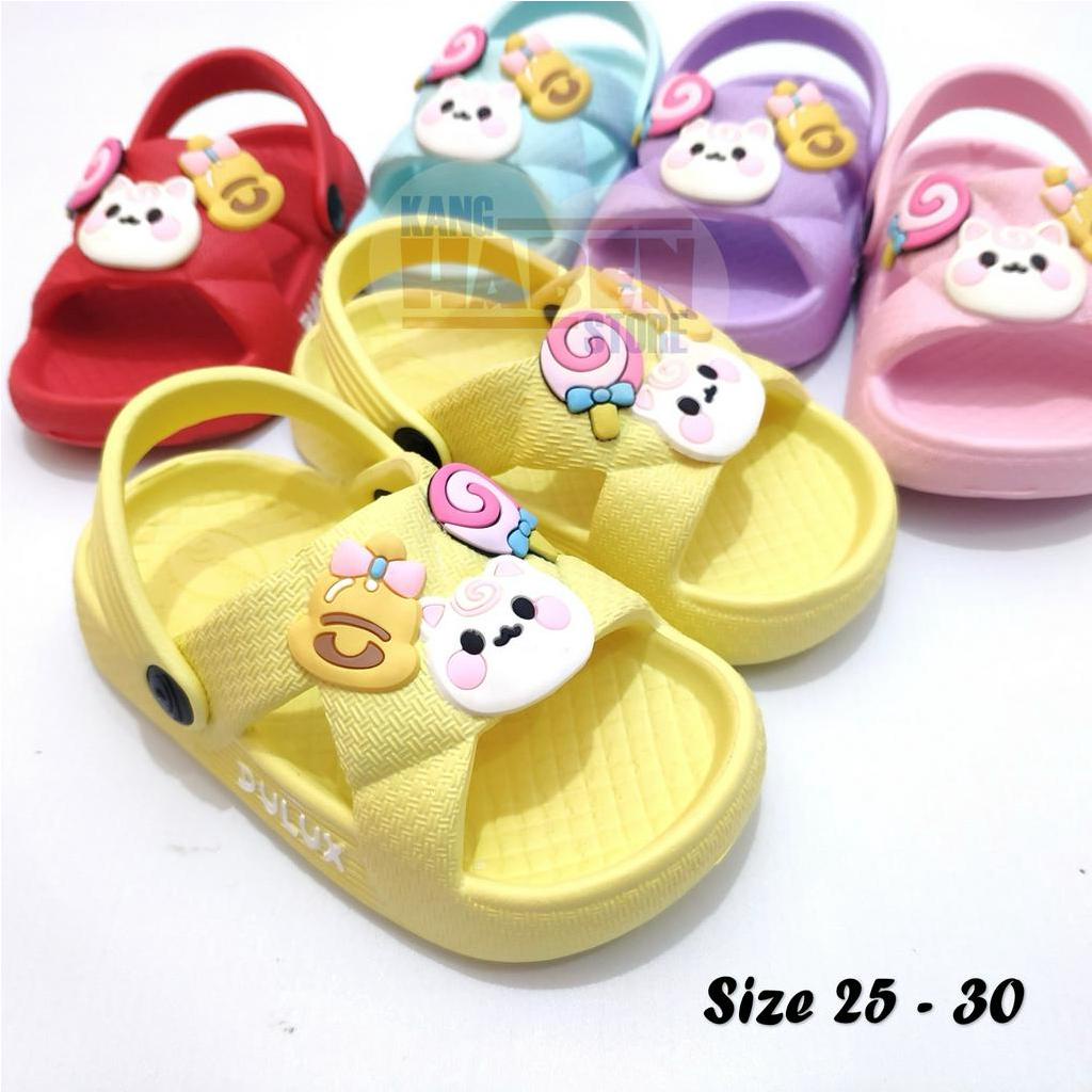 Habenkids - Sandal Kokop Tali Anak Balita Cewek Jibbitz Kucing Bahan EVA 25-30