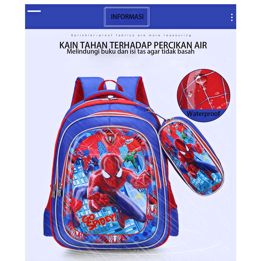 Tas Ransel Sekolah Anak Laki Laki Perempuan Backpack Punggung Motif Kartun SD TK Free Kotak Pensil Azgalery T266