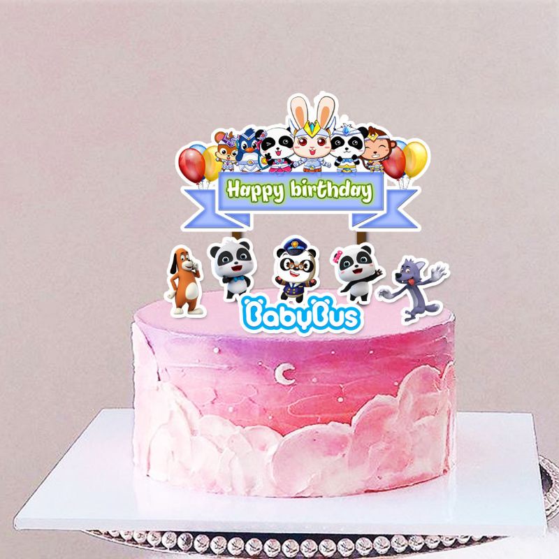 Topper cake babybus happy birthday hiasan kue ulang tahun