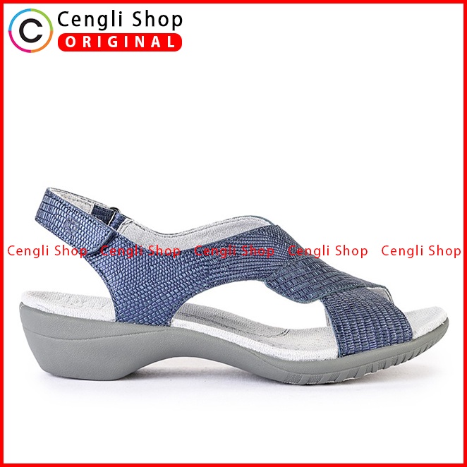 SANDAL WEDGES KULIT HUSH PUPPIES WANITA ORIGINAL TERBARU BIRU HW54