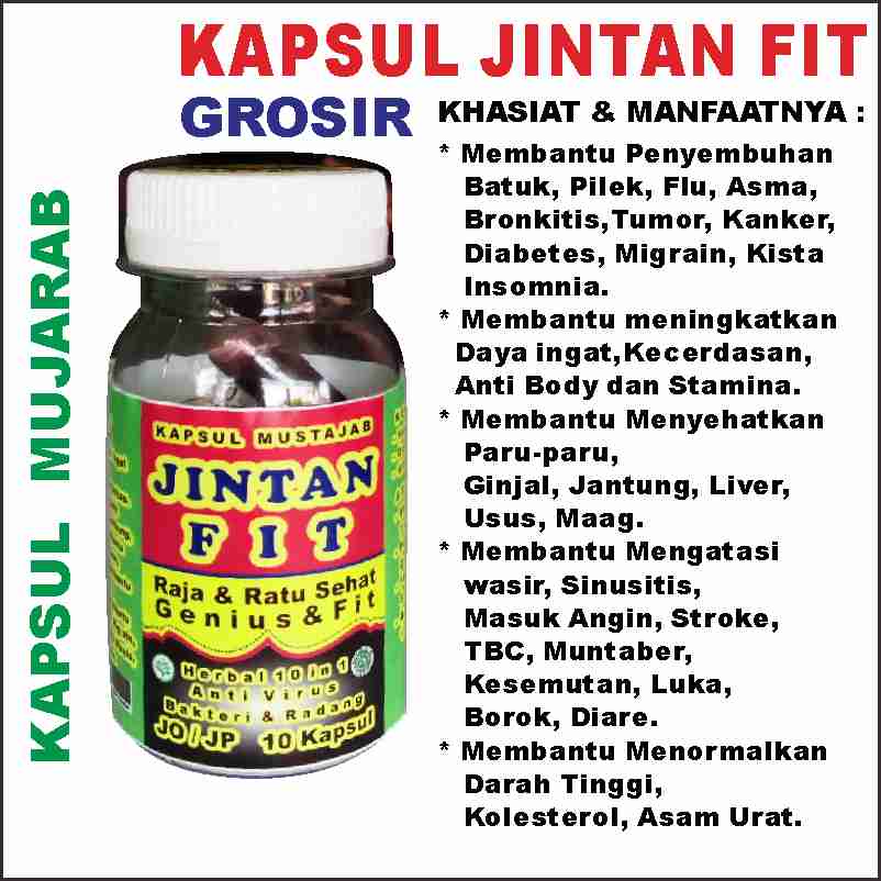 KAPSUL HERBAL Obat Alami JINTAN FIT Kapsul Mujarab Raja & Ratu Sehat, Genius & Fit Anti Bakteri & Ra