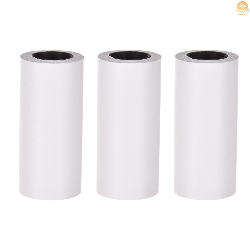 3 Rolls Self-Adhesive Thermal Paper Roll White Sticky Paper BPA-Free 57x30mm without Backing Paper for PeriPage PAPERANG Poooli Phomemo Pocket Thermal Printer