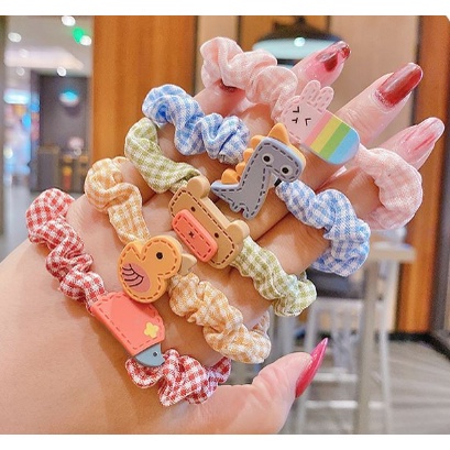 1 SET 10PCS IKAT RAMBUT MOTIF ANAK PEREMPUAN SCRUNCHIE AKSESORIS RAMBUT FASHION KOREA IMPORT AK92