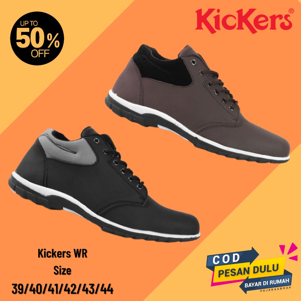 COD!! Sepatu Pria Kickers WR HITAM COKLAT Kasual Formal Kerja Kantor Kondangan Resmi Bertali
