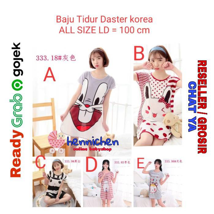 PROMO 3.3 DASTER SETELAN TERUSAN BAJU TIDUR KOREA ALL SIZE - JUMBO SIZE