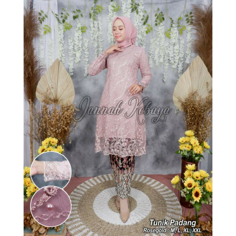 Realpict Stelan kebaya tunik - kebaya Modern - Kebaya Pesta - Kebaya seragam - Kebaya brokat - stelan kebaya wanita