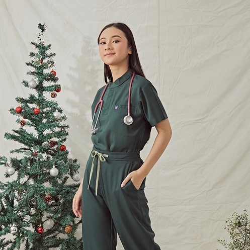 Baju Jaga MANDARIN LS - DARK GREEN Scrubs Theatre Blues Empirical Lengan Panjang