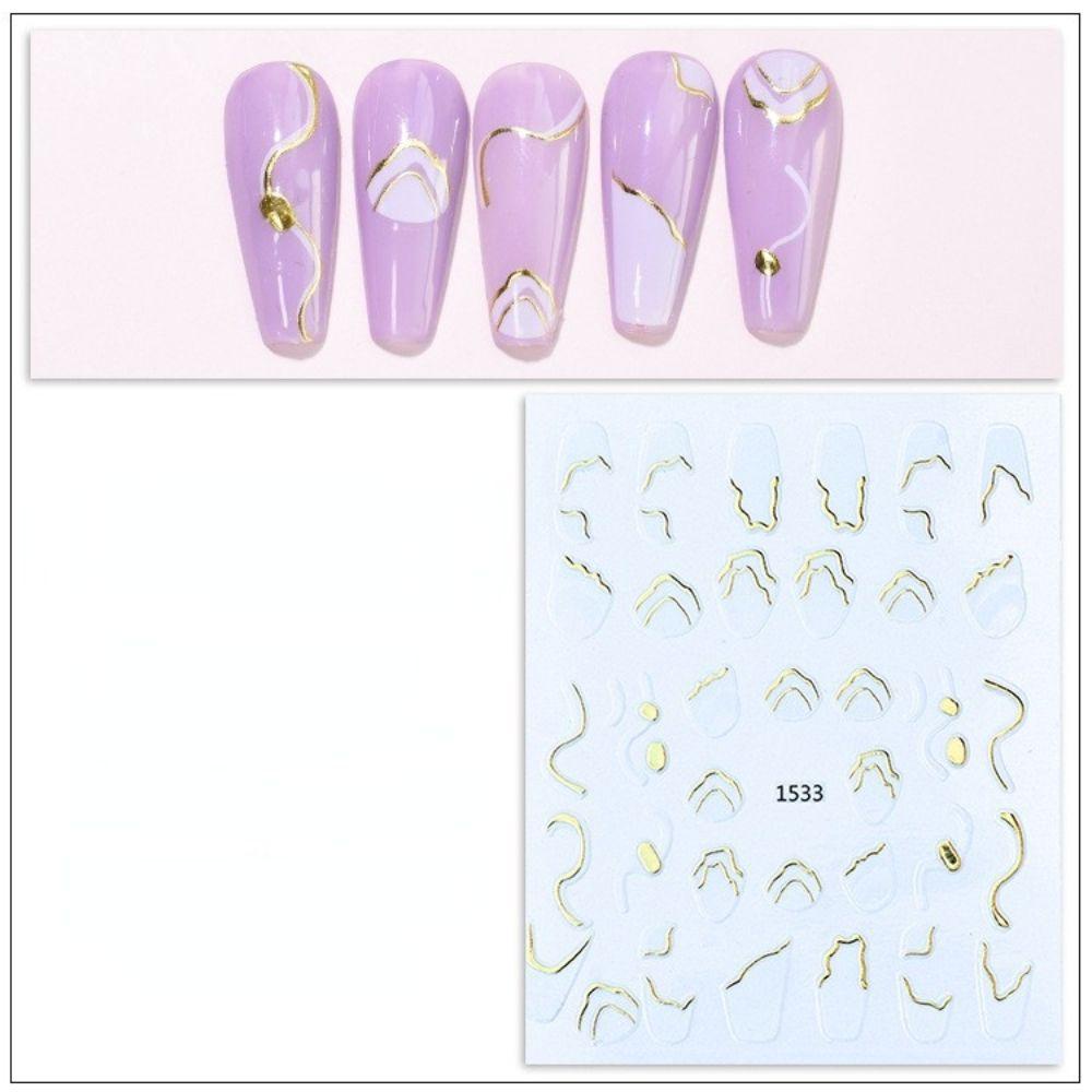 Mxbeauty Stiker Kuku Perekat Stamping Emas Kotak-Kotak Kuku Kecantikan DIY Stiker Kuku Nail Art Decals Nail Art Watermarks