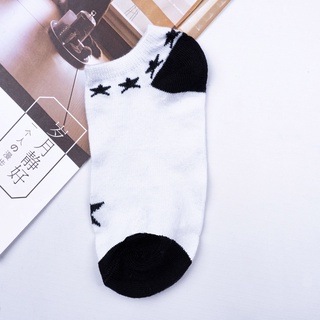 SF - Kaos Kaki Ankle Cute Kaos Kaki Pendek Polos dan Motif Semata Kaki Import Murah Motif Polos-STAR WHITE