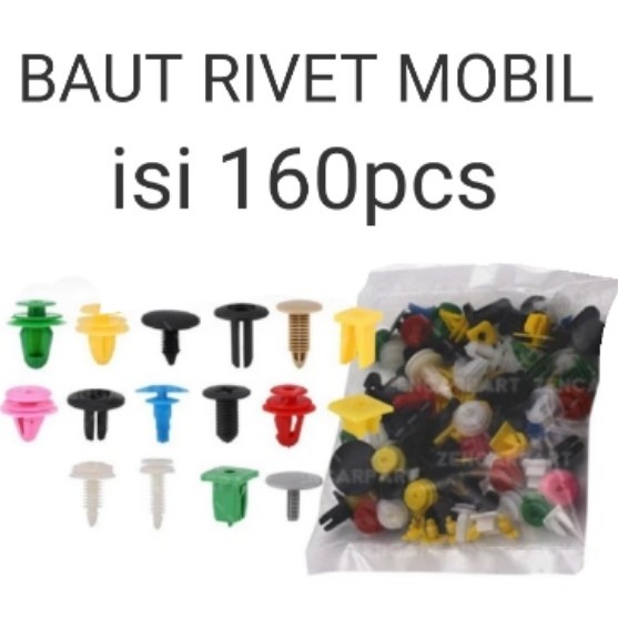 Baut Rivet SET 160pcs Klip Kancing Plastik Clip Panel Mobil Universal