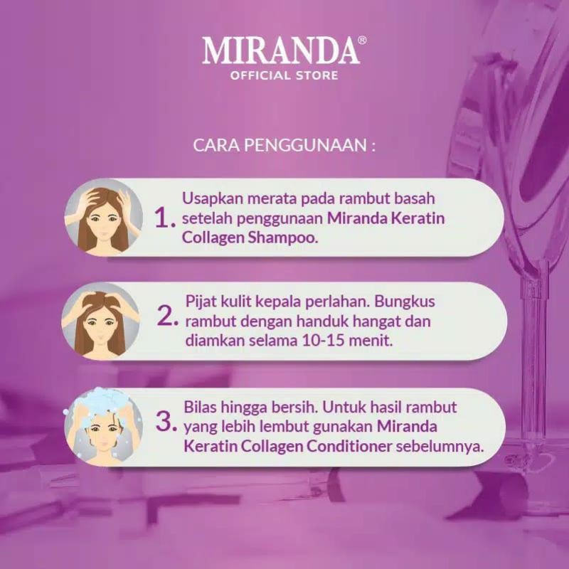 MIRANDA Keratin Collagen Hair Treatment 2 x 25 ML | Hair Mask | Masker Rambut Rusak