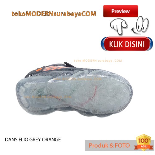 DANS ELIO GREY ORANGE Sepatu Anak Sepatu Sneakers Ringan