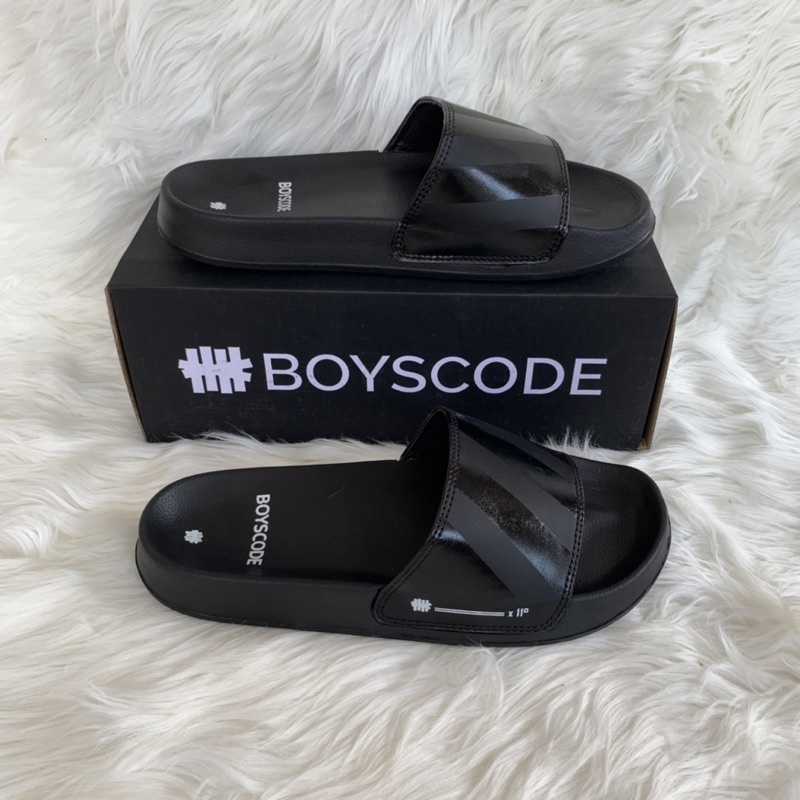 (BISA COD) Sandal Slip On Boyscode Series TYPE 9 HITAM | Sendal Slop Kasual | Sendal Pria Wanita Selop