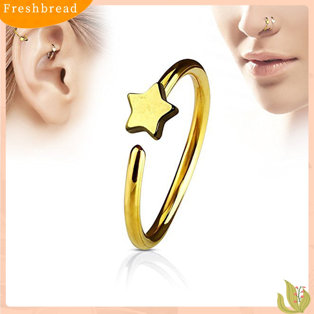 ?Fresh?? Anting Hoop Jepit Hidung Motif Bintang Model Klip On untuk Wanita/Pria