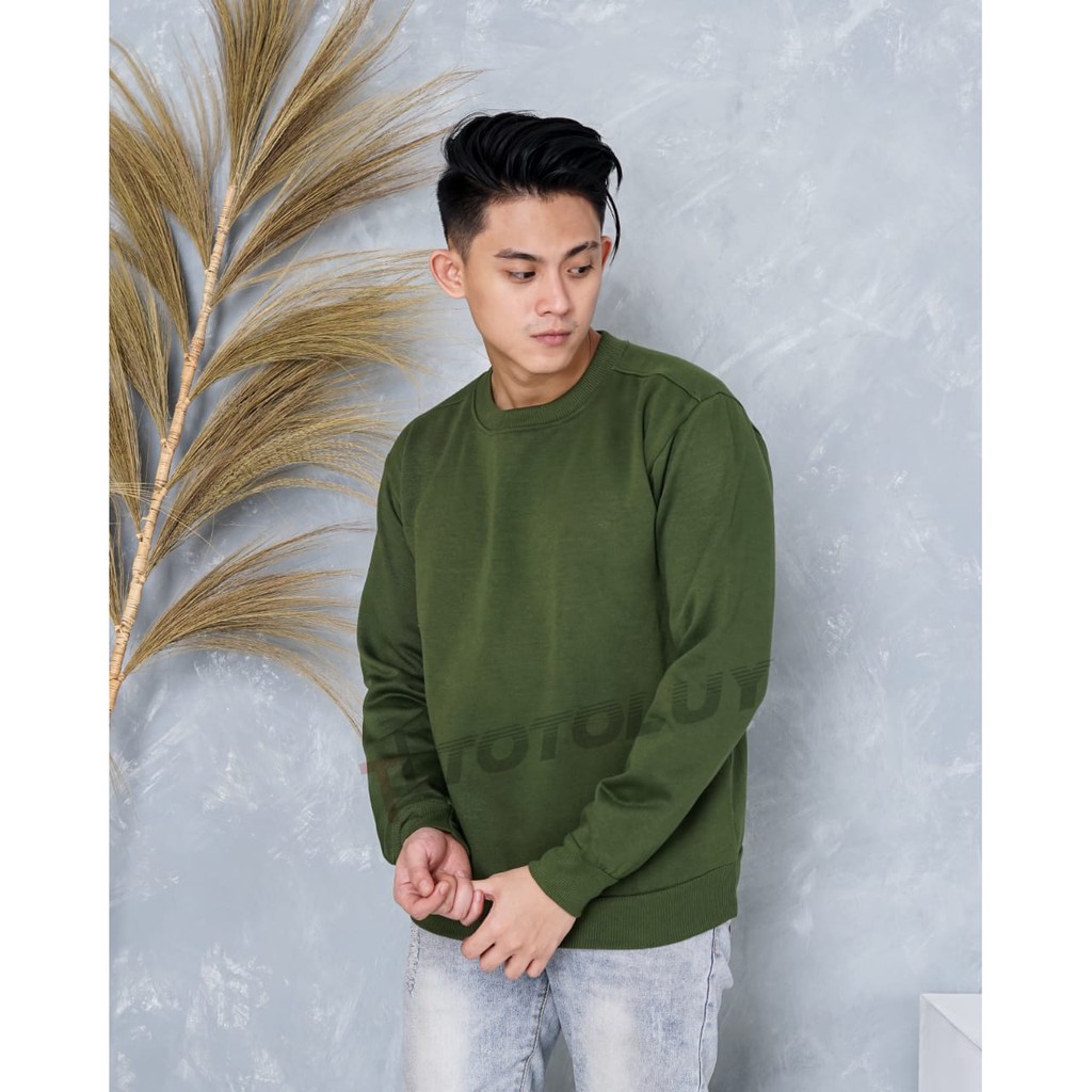 MUKZHOP - SWEATER BASIC JUMPER / TOTOLUY.ID / HIJAU ARMY