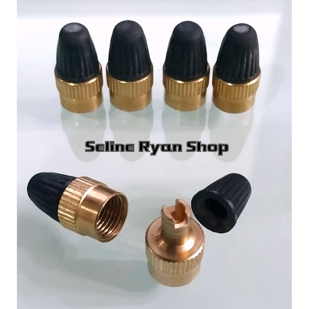 2 PCS Tutup dan Bukaan Pentil Ban American Valve Sepeda/Motor/Mobil - KUNINGAN