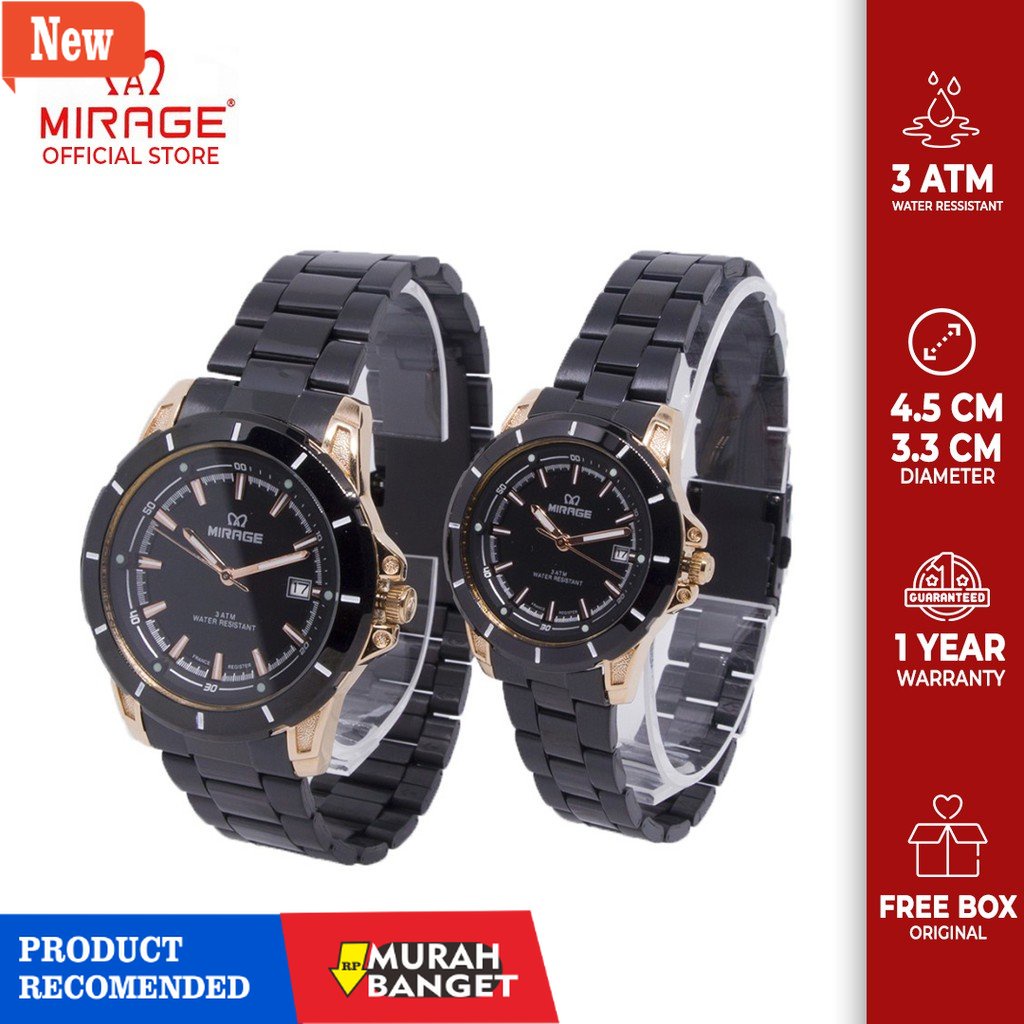 Jam tangan couple terbaik- Miragewatch Offical Jam Tangan Mirage Cewe Cowo Couple Pasangan 8713 Hita