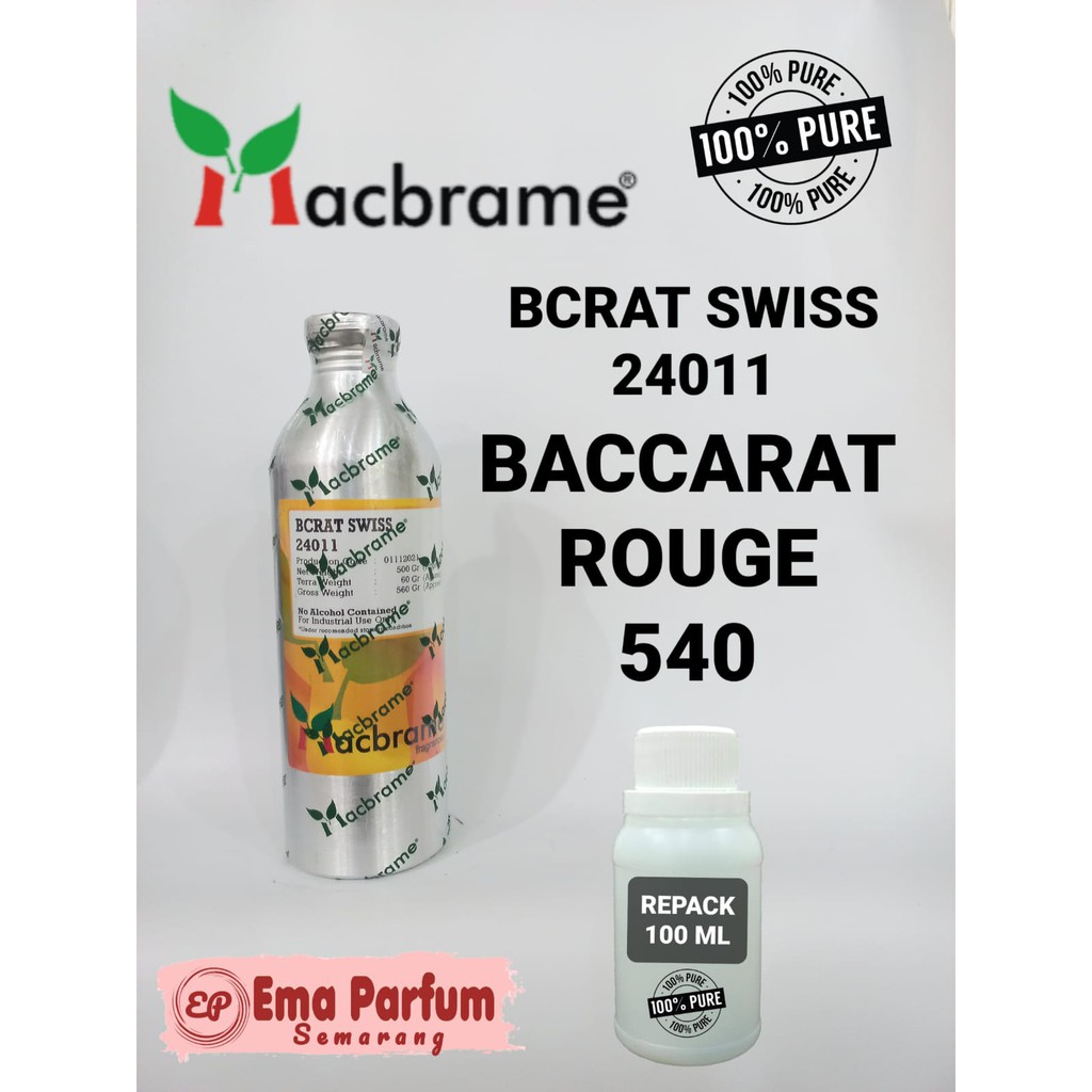 (100 ML) BCRAT SWISS REPACK MACBRAME. BACCARAT BIBIT PARFUM MURNI 100%.