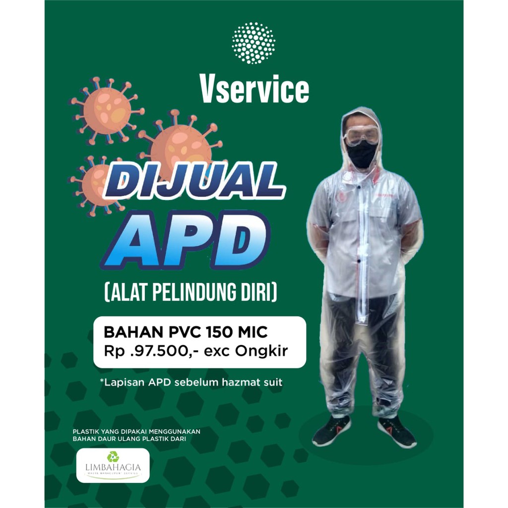 JAS HUJAN PLASTIK BISA UNTUK APD TENAGA MEDIS DARURAT 1 SET LENGKAP ATAS BAWAH TEBAL 30 MICRON LDPE-1