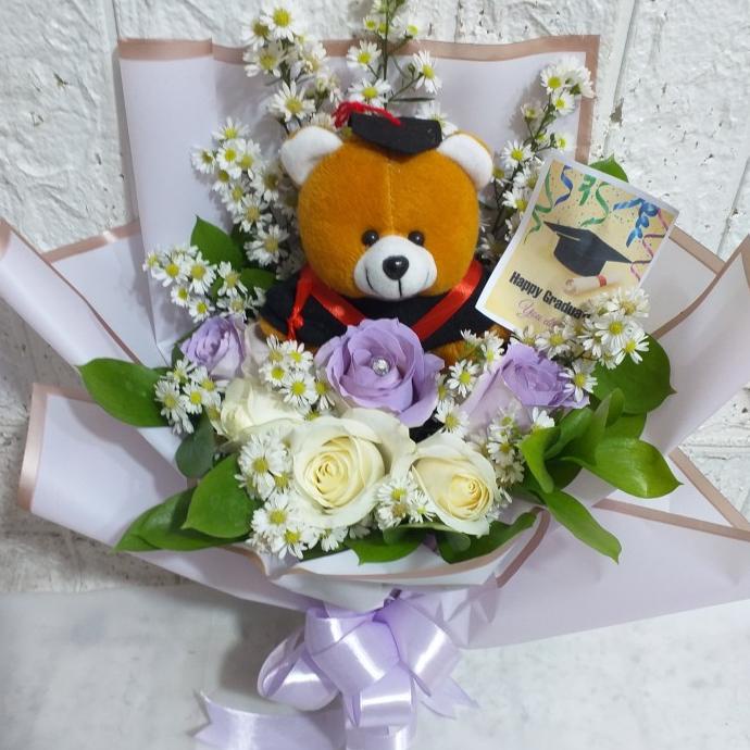 Buket Wisuda Bunga Asli & Boneka Wisuda, Graduation, Sidang Kelulus